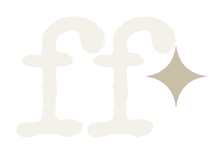 fewture fund ff monogram with spark accent, cream, for dark backgrounds