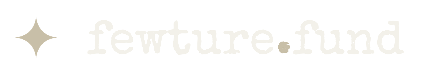 fewture.fund horizontal lockup, icon plus wordmark, for dark backgrounds